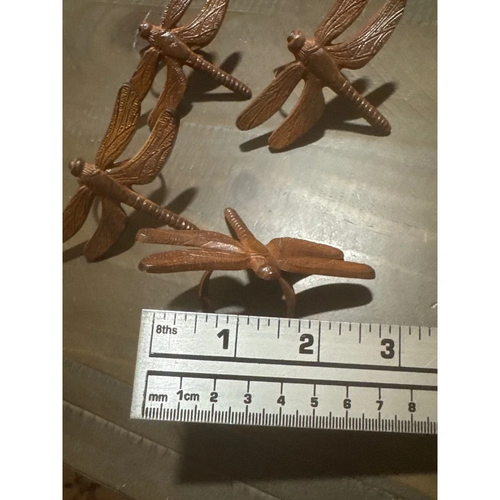 Pier 1 Dragonfly Napkin Rings Set of 4 Copper Bronze Metal Nature Rustic Decor
